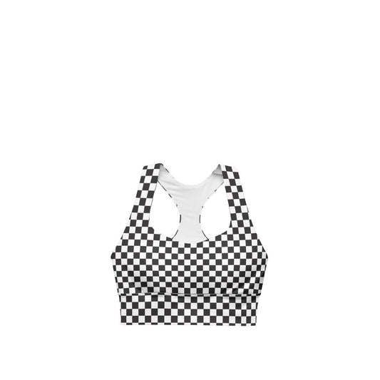 Black and White Checkered Sports Bra - Signature Edition