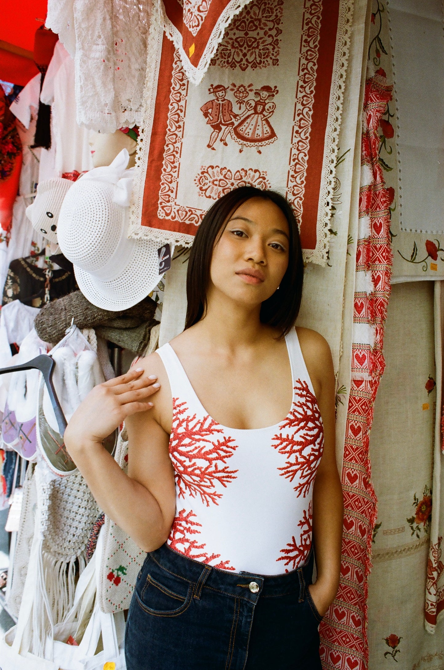 Coral Red - One Piece Swimsuit