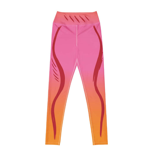 Front view of pink orange gradient leggings