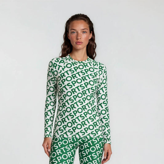 Sporty Olympic Green - Women's Long Sleeve Rash Guard