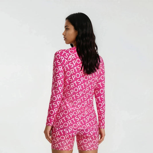 Sporty Pink - Women's Long Sleeve Rash Guard