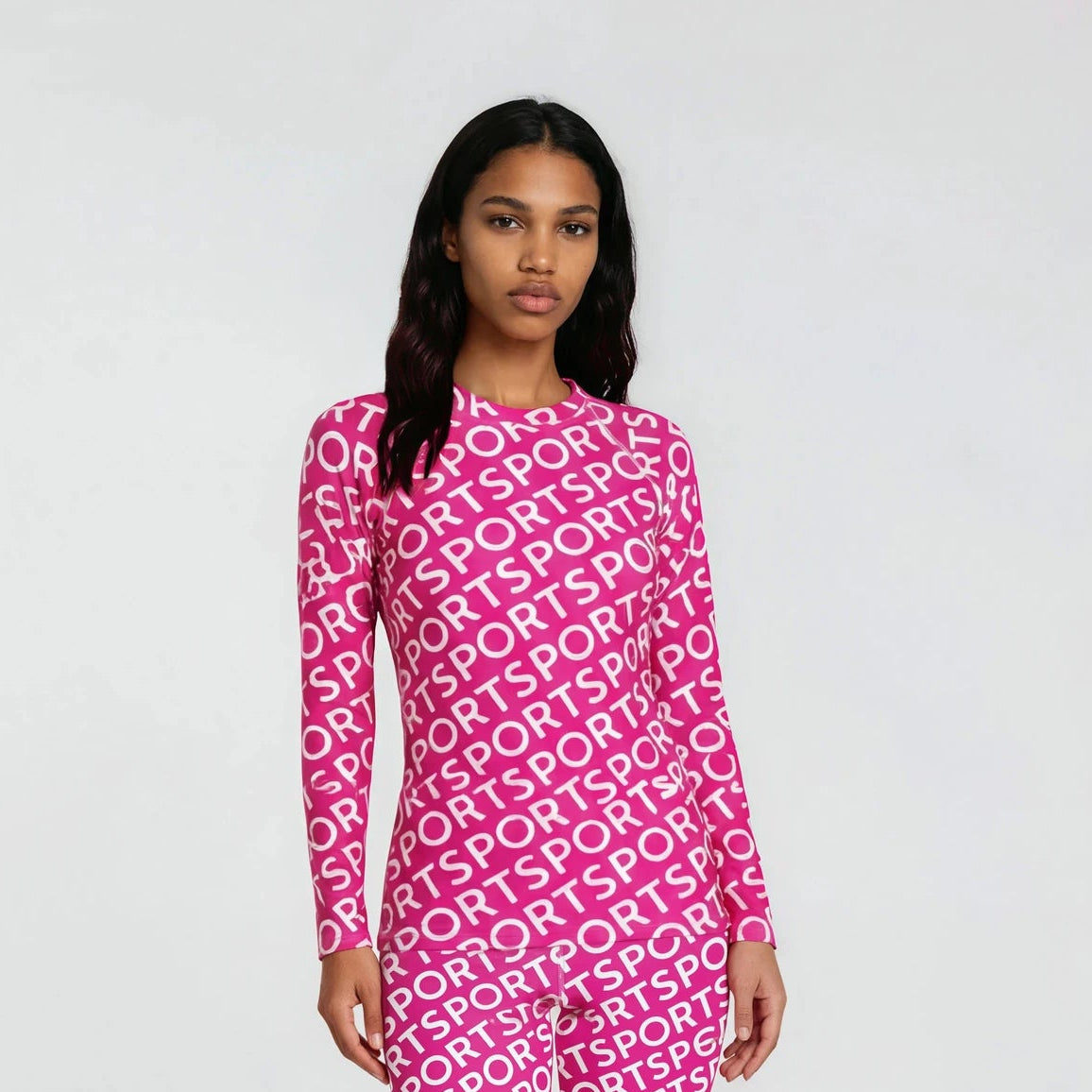 Sporty Pink - Women's Long Sleeve Rash Guard