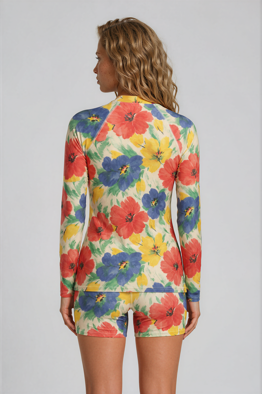 80's Bloom - Women's Long Sleeve Rash Guard