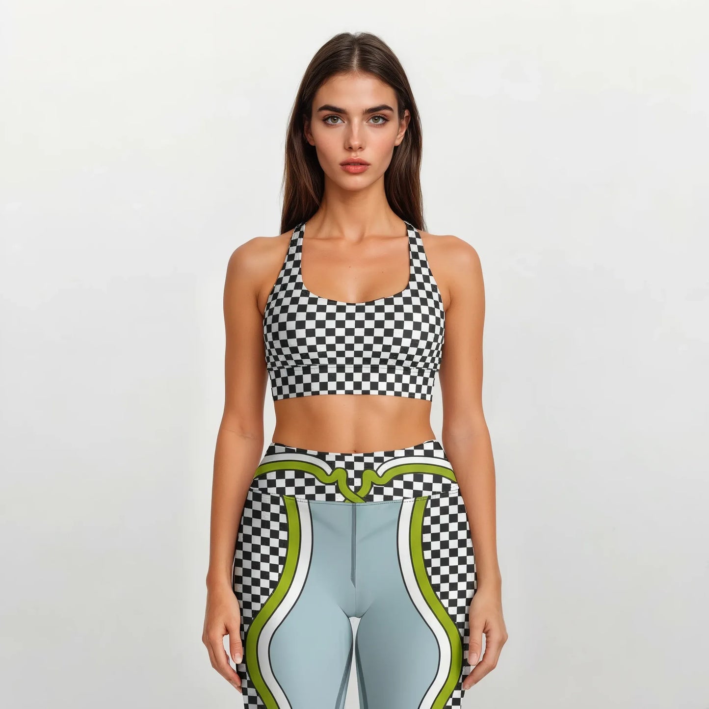 Black and White Checkered Sports Bra - Signature Edition