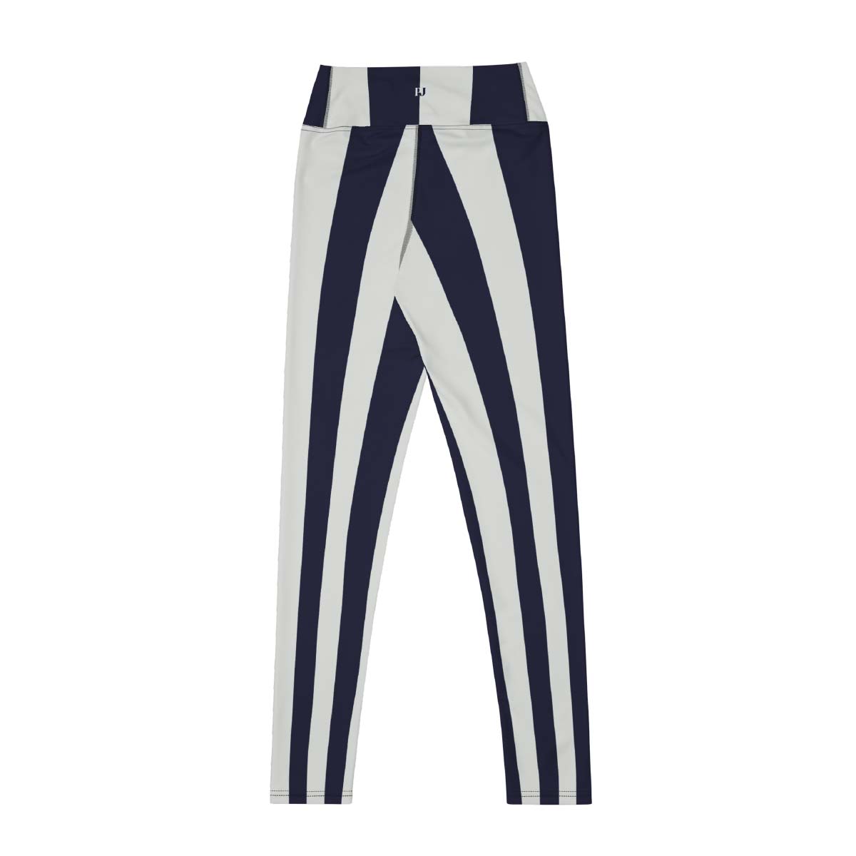 Black and white striped leggings back view with vertical pattern, retro-inspired sculpting high-waist fit – Pjerino