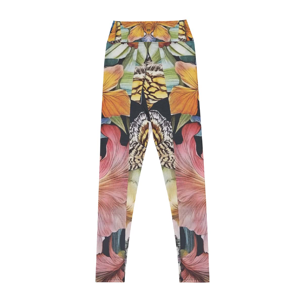 Colorful leggings with butterfly and floral design back view