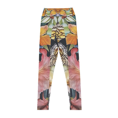 Colorful leggings with butterfly and floral design back view