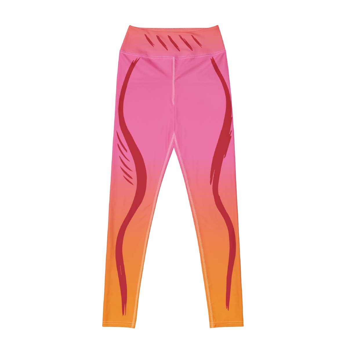 Front view of pink orange gradient leggings