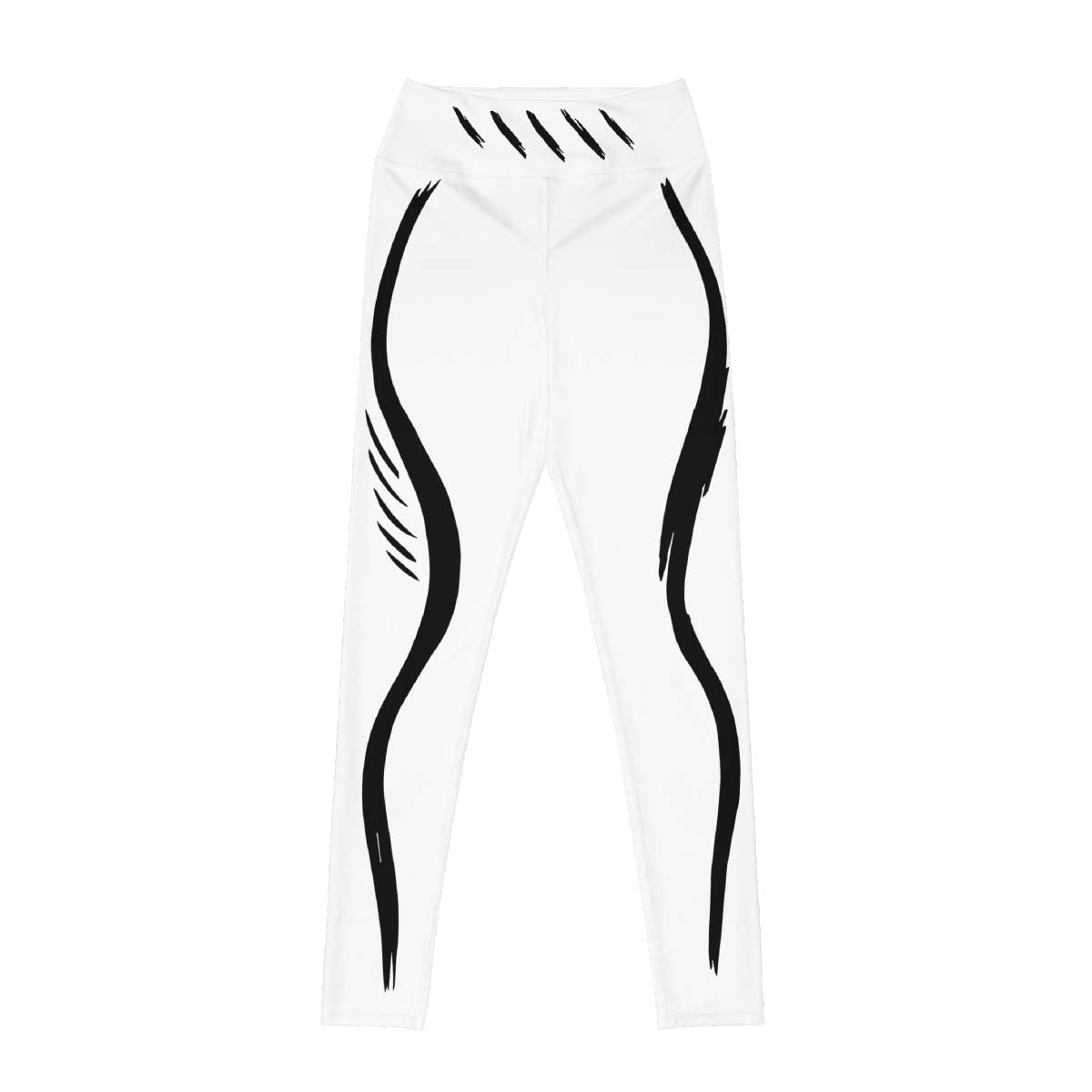 white leggings front view with black contour lines and clean sculpted fit