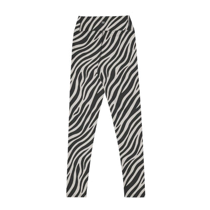 zebra print leggings back view showing high waistband and flattering design